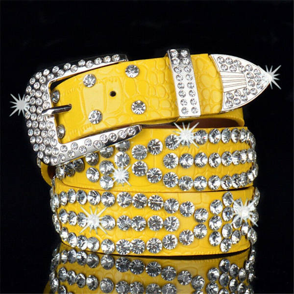 Dam Rhinestone Bälte Läder Bling Crystal Glitter Midjeband leopard print