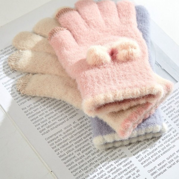 Kvinnor Män Vinter Tjocka Handskar Håll Varm Plysch Furry Full Finger Vantar purple