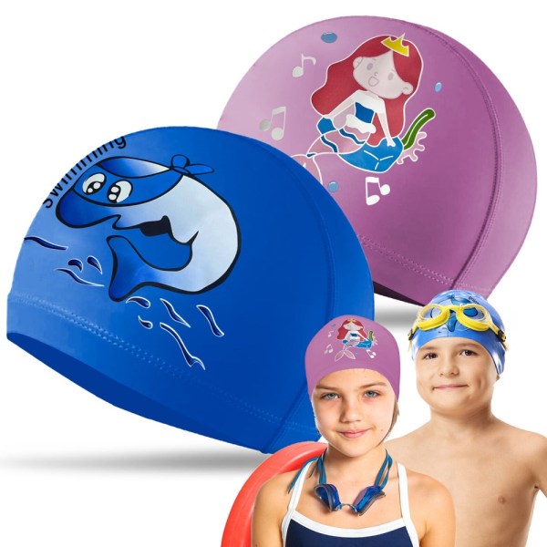Cap för barn Flickor Pojkar Unisex vattentät silikon simbassänghatt 2