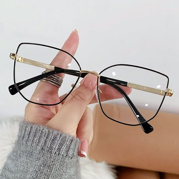 Kvinnor Blue Light Blocking Designers Glasögon Optiskt glasögon Dator ögonskydd Black gold
