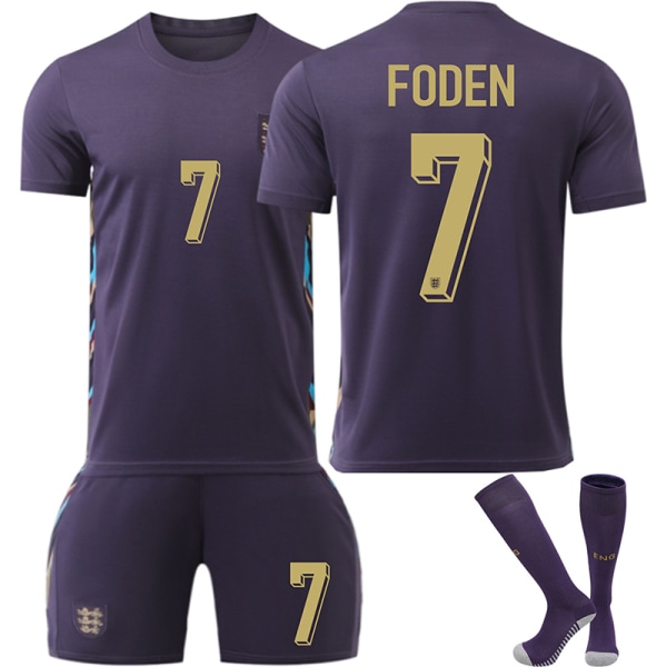 UEFA Euro 2024 England Away Kids Fotbollströja Nr 7 FODEN 18