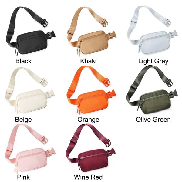 Crossbody midjeväska med 4 dragkedjor Light Grey