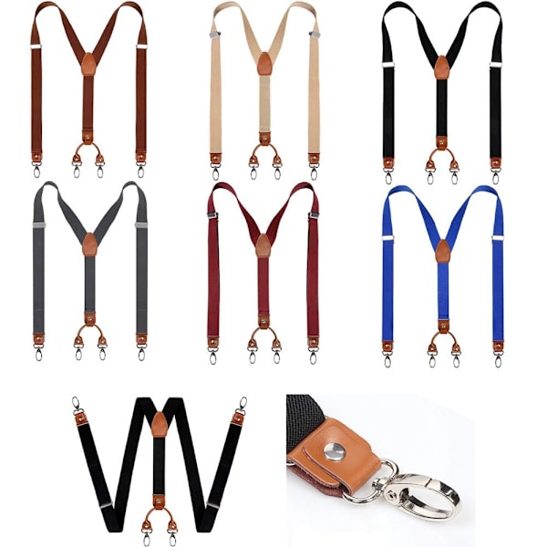 Suspender Y Back Justerbar Skjorta Byxremmar Clip A15 Blue