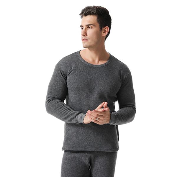 Thermal för män Vinter Mjuka Long Johns Set Herrtopp & underdel dark gray 4XL