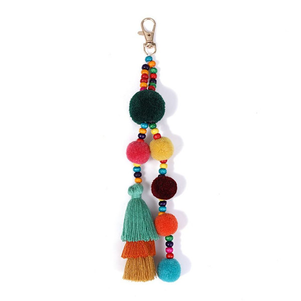 Fluffig pompom boll tofs nyckelring nyckelring berlock hängande väska hängande dekoration green
