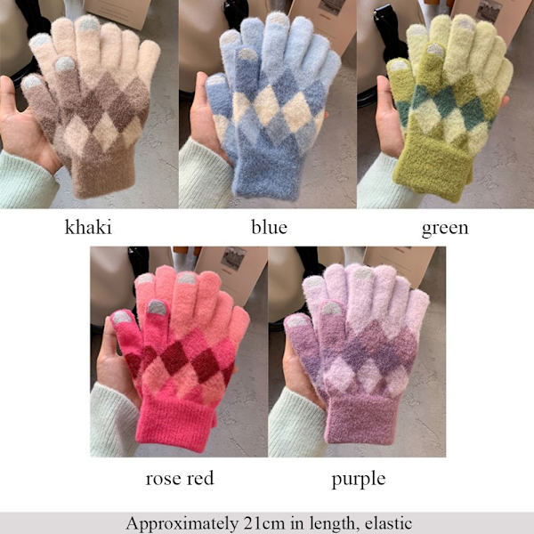 Kvinnor Höst Vinter Stickade Varma Handskar Utomhuscykling Körhandskar rose red