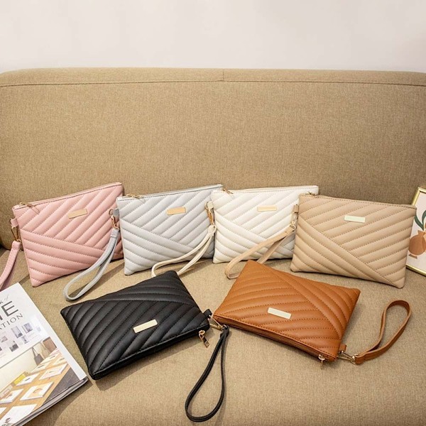 Kvinnor Läder Armbandsväska Shopping Reser liten handväska Clutch plånbok khaki