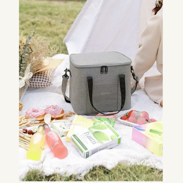 Isolerad lunchväska återanvändbar stor kylbox med axelrem camping picknickväska pink