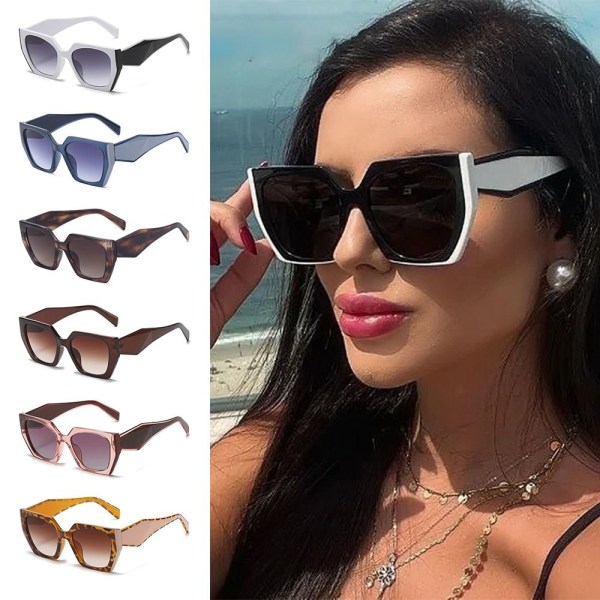 Dam Cat Eye Solglasögon Square Retro Irregular Shades UV400 Glasögon Blue Gray