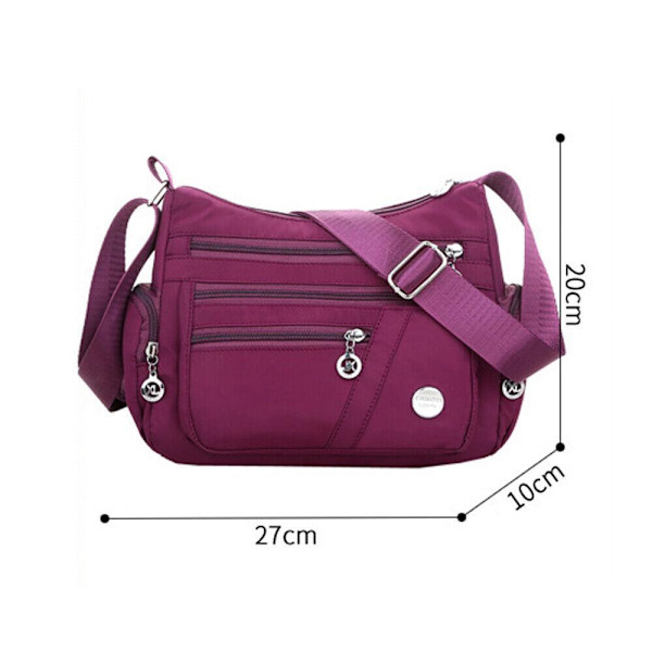 Kvinnor Causal Cross Body Bag Axelväska Multi Layer Nylon Handväska red
