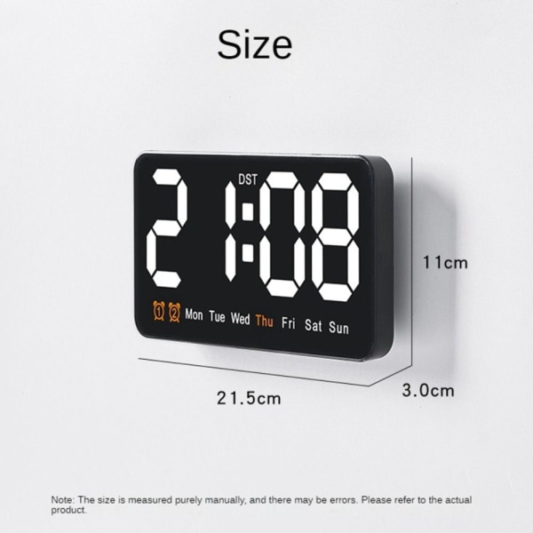Elektronisk väggklocka Temperatur Datumvisning Bordsklocka Väggmonterade digitala LED-klockor white