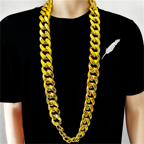 Guld färg stor akryl Chunky kedja halsband män plast länk kedja smycken gåvor 80cm