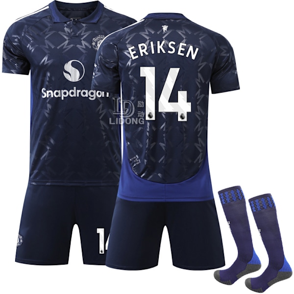 2024-2025 Manchester United Bortalag Barn Fotbollströja Kit Nr.14 ERIKSEN 28