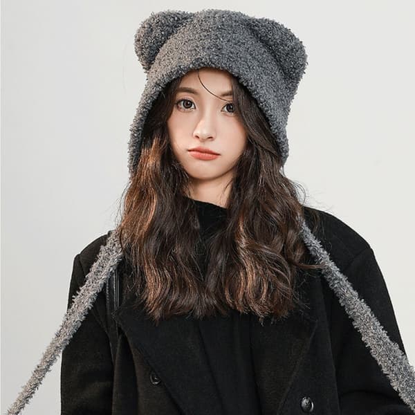 Dam Vintermössor Varma Virkade Öronskydd Mössa Stickad Hatt black