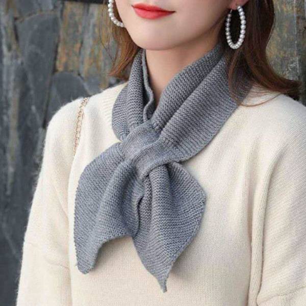 Kvinnor Stickad Cross Scarf Vinter Varm Casual Turtleneck Neck Warmer Grey
