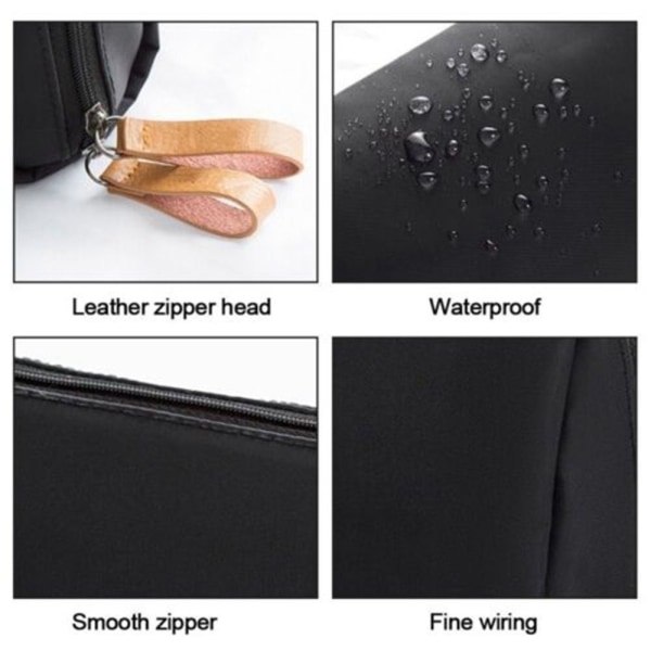 Stor kapacitet Dacron Makeup Bag Kosmetisk påse Black