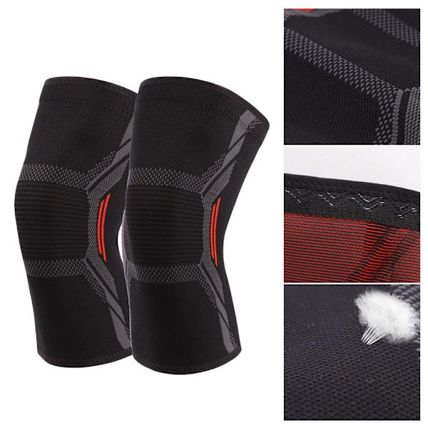 1 par elastiska knäskydd Nylon Sport Fitness utrustning Fotboll Basket Patella Brace Support Black White L