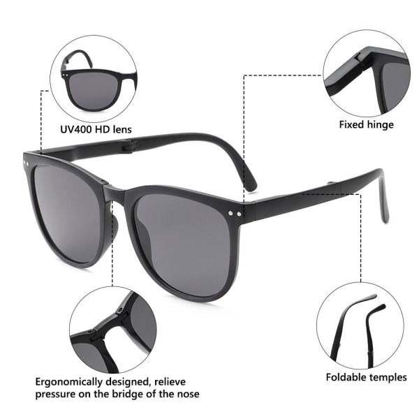 Fällbara solglasögon med case Black-Gray