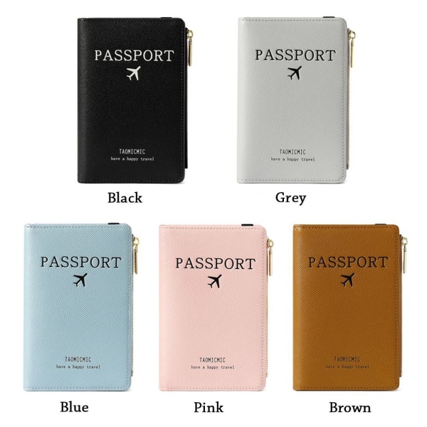 RFID PU Läder Passport Cover Bag Dokumentpaket Travel Brown