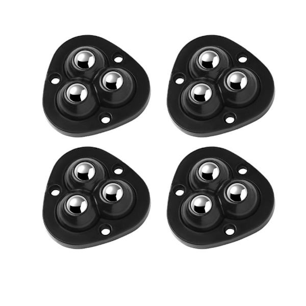 4st självhäftande remskiva Universal 3 pärlor Pulley Mute Ball Black