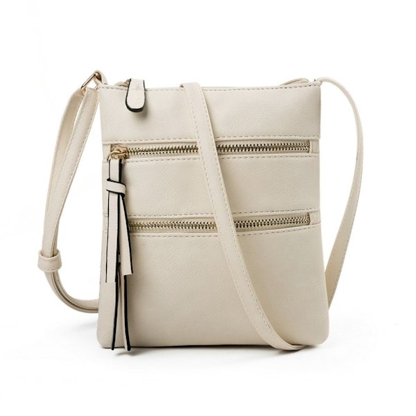 Kvinnor Crossbody Bag Multi Pocket Dragkedja Funktionell axelväska Beige