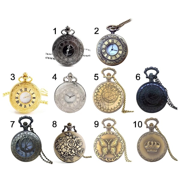 Steampunk vintage stil kvarts fickur med kedja 3