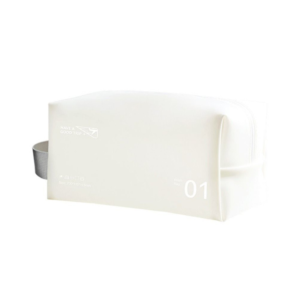Sminkväska i PVC-läder Dragkedja Vattentät Toalettväska Resekosmetik Organizer White