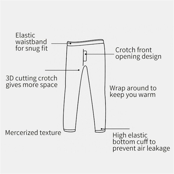 Thermal för män Byxor Vinter Tjock Fleece Fodrade Långa varma Leggings Gray ( Fleece Linning)-2XL