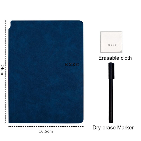 A5 återanvändbar whiteboard- set med whiteboard-penna-raderingsduk Blue