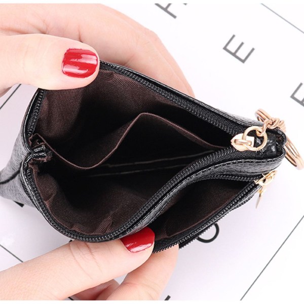 Kvinnor Plånbok Clutch Zip Kort Liten myntväska Mjuk Mini Korthållare Plånbok Pengar Väska Dark pink
