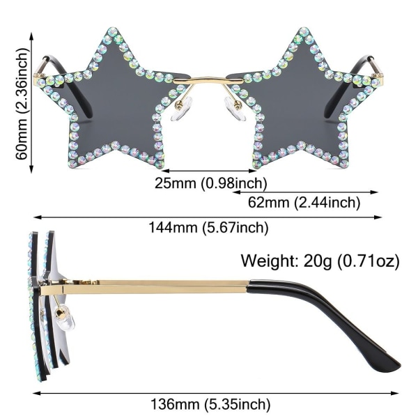 Stjärnformade solglasögon för dans/fest/halloween Light blue