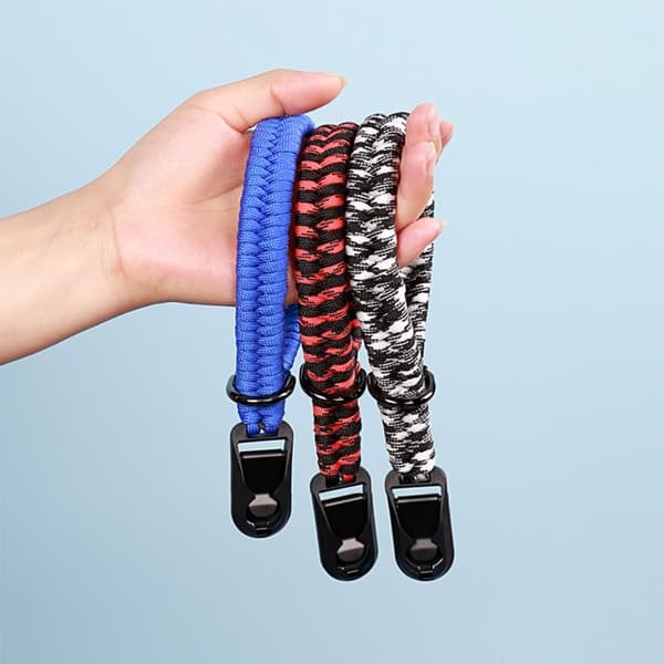 Flätad kamerarem Kamerahandrem SLR-handledsrem black&red