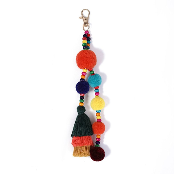 Fluffig pompom boll tofs nyckelring nyckelring berlock hängande väska hängande dekoration orange