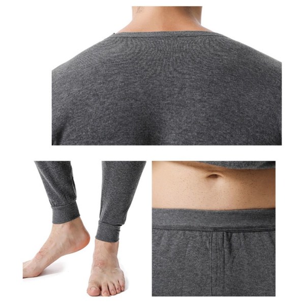 Thermal för män Vinter Mjuka Long Johns Set Herrtopp & underdel light grey 3XL