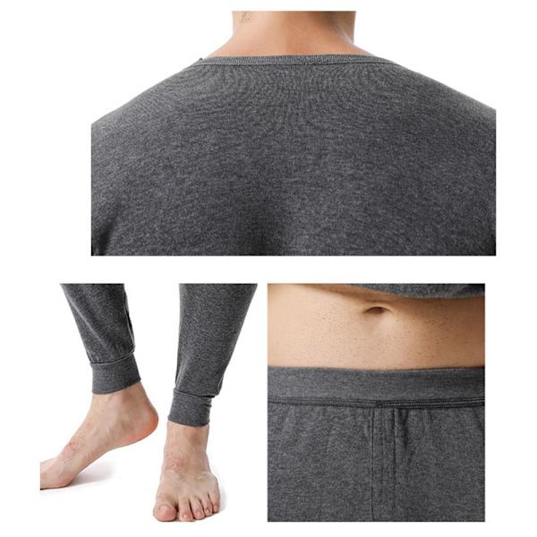Thermal för män Vinter Mjuka Long Johns Set Herrtopp & underdel light grey 4XL