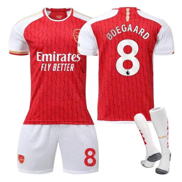 2023-2024 Arsenal Home Kids Football Kit med strumpor nr 8 Ødegaard 20
