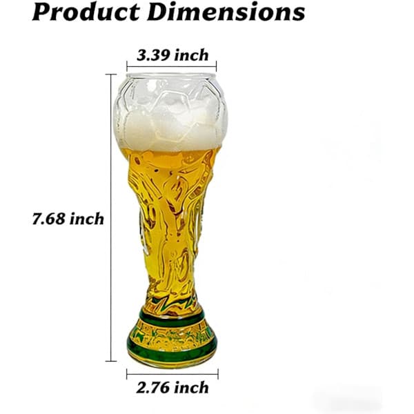 Ölglas med VM-trofé 2026 - 500 ml hållbart glas - Elegant fotbollspresent för män