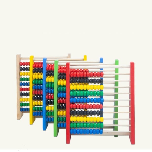 Intelligensutveckling Trä Abacus Barn Tidig Math Educational Learning Toy Red-S