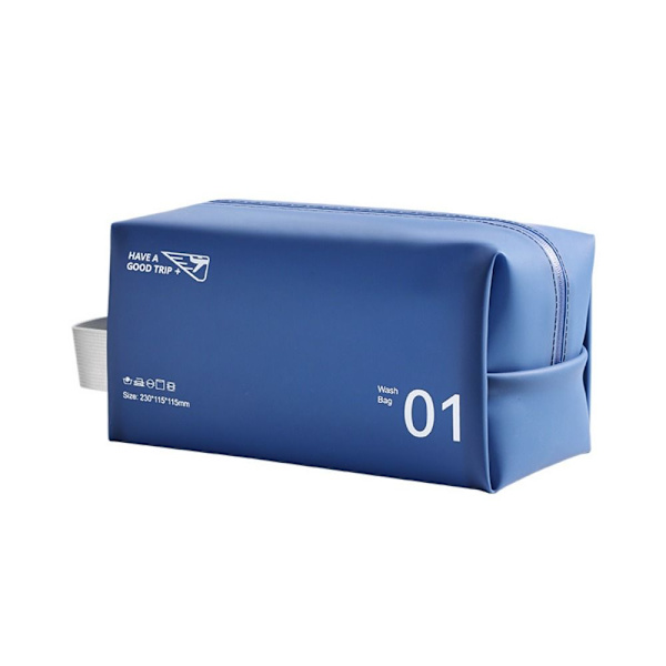 Sminkväska i PVC-läder Dragkedja Vattentät Toalettväska Resekosmetik Organizer Dark Blue