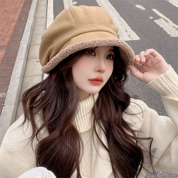 Dam Vinterhattar Mocka Bucket Hat Varm Tjock vindtät Cap beige