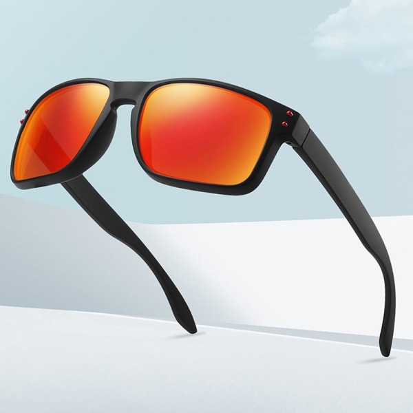 Polariserade solglasögon TR90 Sportkörning Fiske Solglasögon UV400 skydd Black-Orange Red