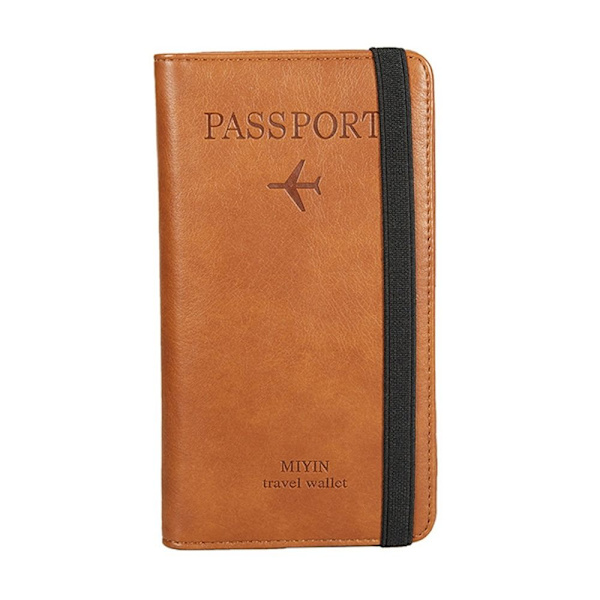 RFID-läderpassväska Dokumentpaket light brown