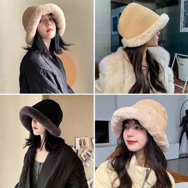 Dam Vinter Bucket Hatt Varm Panama Hatt Khaki