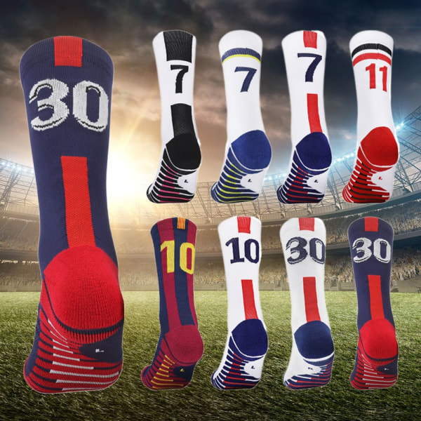 Star Number Fotbollsstrumpor Herr Halkfri handduk Botten Mid Tube Strumpor Träningssportstrumpor 4