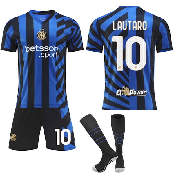 Internazionale Milano Hemma/Borta Fotbollströja Barn 2024-2025 Nr. 10 Lautaro Home M