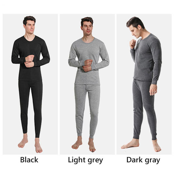 Thermal för män Vinter Mjuka Long Johns Set Herrtopp & underdel dark gray 4XL