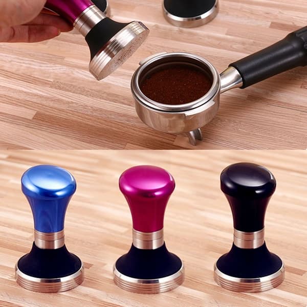 Kaffetamper i rostfritt stål, pulverpressar black