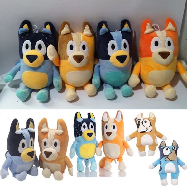 Kawaii Peluche Blue-yed ​​Dog Bingo Family Plyschleksak Barnleksaker Födelsedagspresent Bluey Son