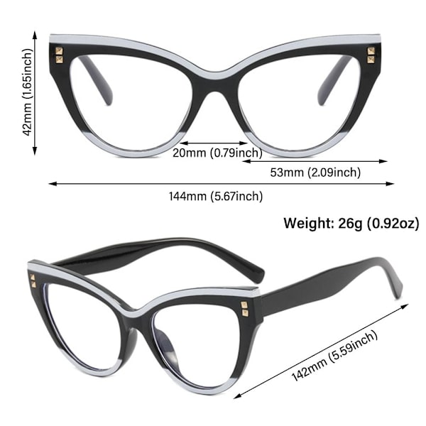 Anti-blå ljusglasögon Cat Eye Fake Glasögon Datorglasögon C4