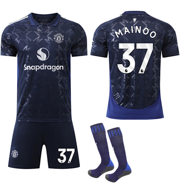 Manchester United 2024-2025 bortaställ för barn No.37 MAINOO 18